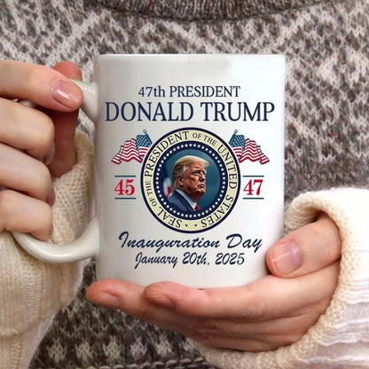 Donald Trump 45th & 47th Presidential Inauguration Coffee Mug - Insulated Ceramic Cup, Ideal for Easter, Thanksgiving, Christmas