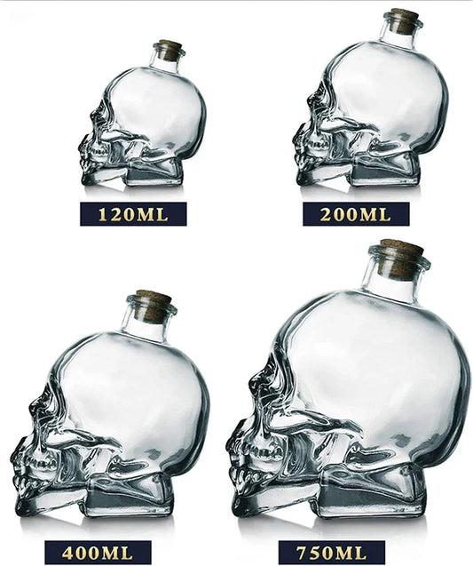Skull Mason Jar for Vodka Skull Decanter, Lead-Free Glass Crystal 3D Skull Bottle with Cork Stopper