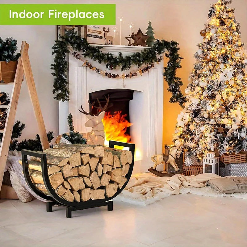 Firewood Shelves Firewood Storage Metal Rack Indoor Fireplace Firewood Storage and Organisation Rack Wood Placement Mobile Racks