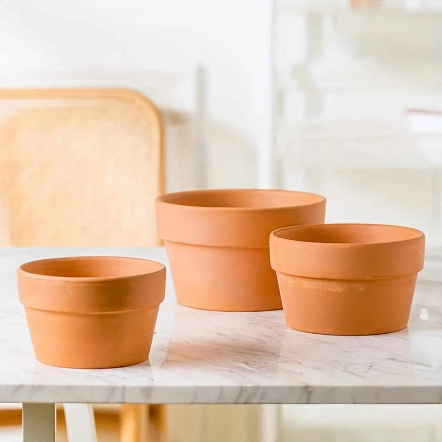 4pcs, Terracotta Flower Pots 4.5""x2.3"" - Clay Planter with Drainage Hole for Cactus and Succulents - Ideal for Plants