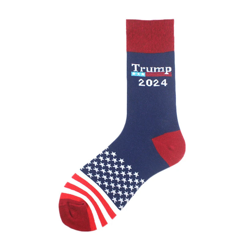 2024 President Donald Trump Spoof Funny Socks Men Women Character Abstract 3D Fake Hair Trump Crew Sokken Homme