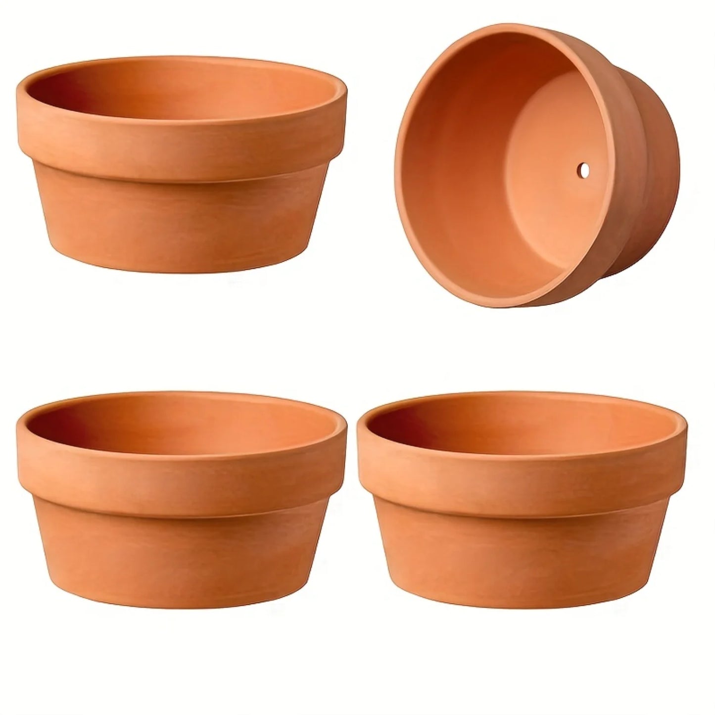 4pcs, Terracotta Flower Pots 4.5""x2.3"" - Clay Planter with Drainage Hole for Cactus and Succulents - Ideal for Plants