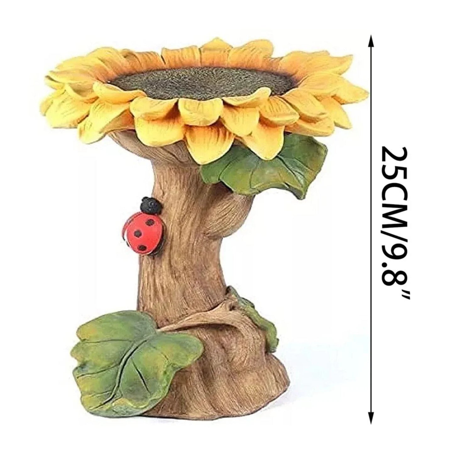 Beautiful Sunflower Bird Baths for Outdoors, 9.8" Resin Sunflower Birdbath, Weather Resistant Bird Bath Bowl Garden Statue