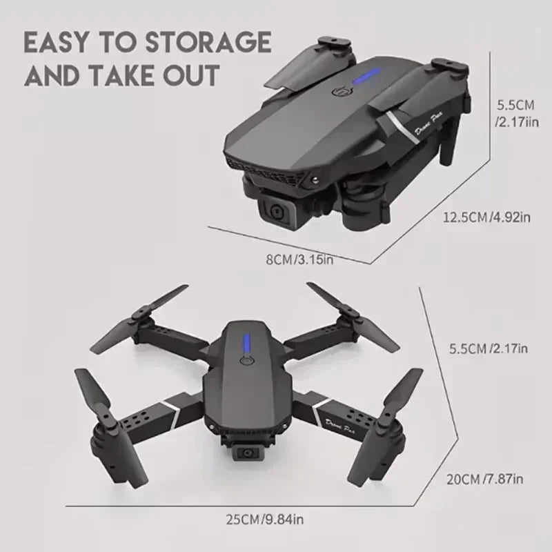 2024 E88Pro RC Drone 4K Professinal With 1080P Wide Angle HD Camera Foldable Helicopter WIFI FPV Height Hold Gift Toy