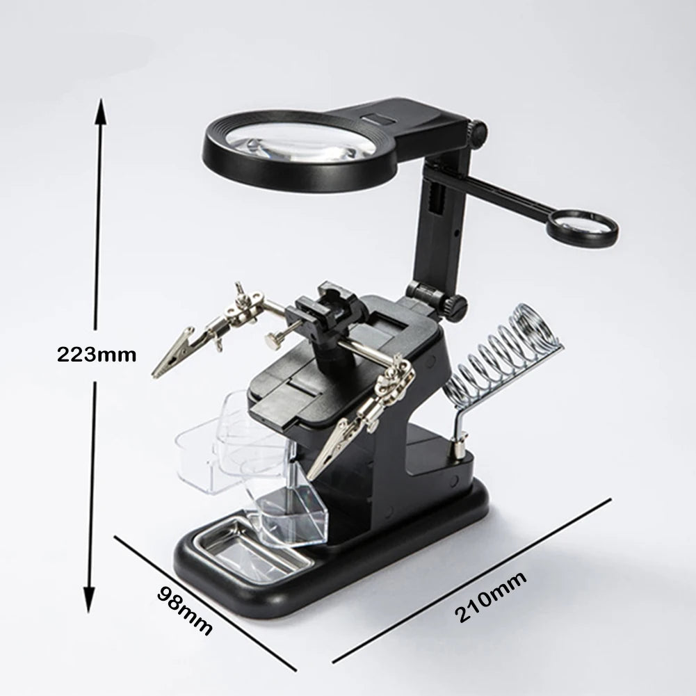 Desktop Welding Magnifier 10 LED Light 3X/4.5X/25X Magnifying Glass with Alligator Clip Loupe Third Hand Soldering Repair Tool