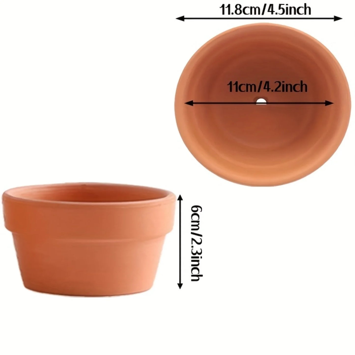 4pcs, Terracotta Flower Pots 4.5""x2.3"" - Clay Planter with Drainage Hole for Cactus and Succulents - Ideal for Plants