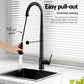 Stainless Steel Sink 51x45CM With Pull Out Mixer Tap Kitchen Single Bowl Black