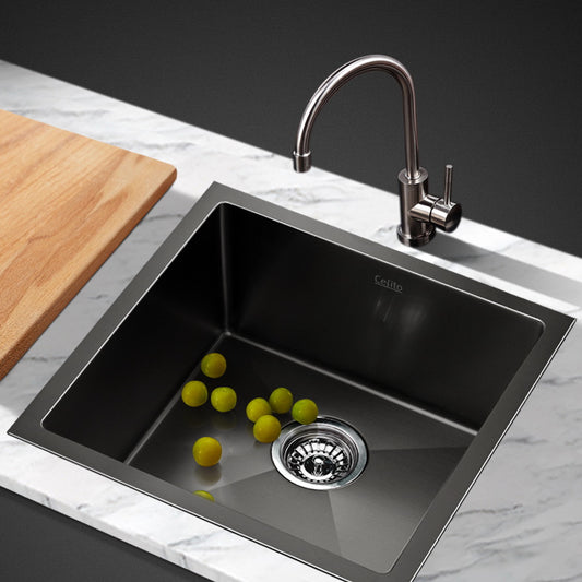Kitchen Sink 51X45CM Stainless Steel Basin Single Bowl Black