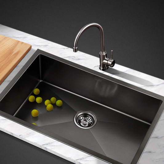 Kitchen Sink 70X45CM Stainless Steel Basin Single Bowl Black