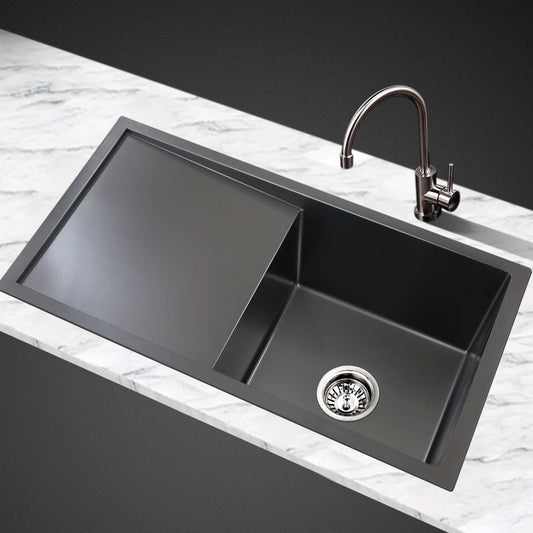 Kitchen Sink 75X45CM Stainless Steel Basin Single Bowl Black