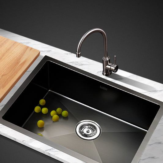 Kitchen Sink 60X45CM Stainless Steel Basin Single Bowl Black