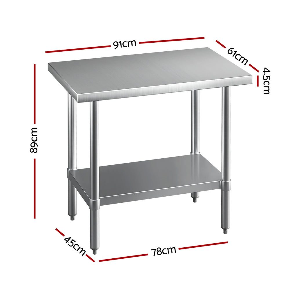 Stainless Steel Kitchen Benches Work Bench 910x610mm 430