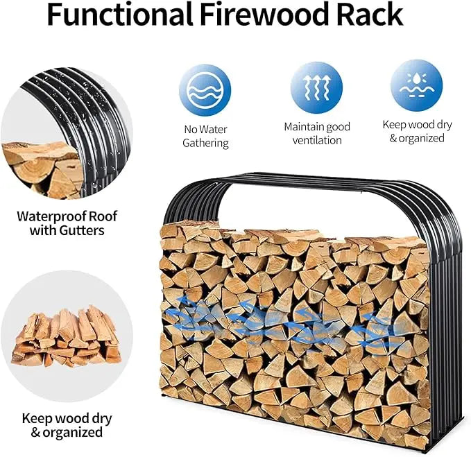 Newly Launched Heavy-Duty Metal Wood Storage Shed Indoor Outdoor Use Iron Rack for Logs Fireplace Fire Stacking Racks Shelves