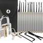 Locksmith Hand Tools  Set Transparent Visible Cutaway Practice Padlock With Broken Key Removing Hooks 15pcs set