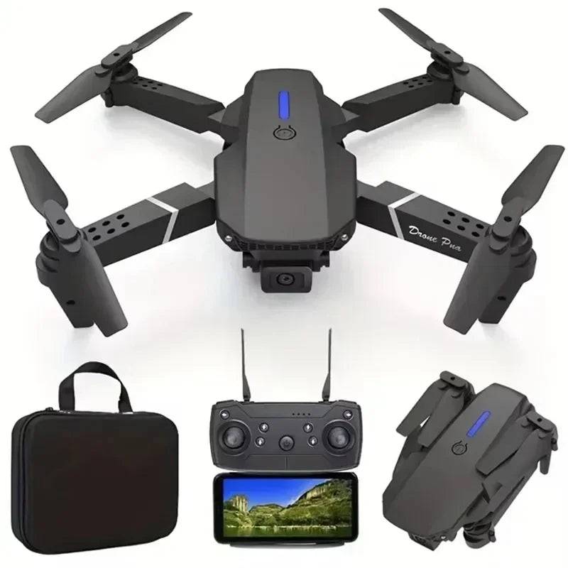 Professional Drone E88 4K Wide-Angle HD 1080P Camera WiFi FPV Height Hold Foldable RC Drone Quadrotor Helicopter Children's Toys