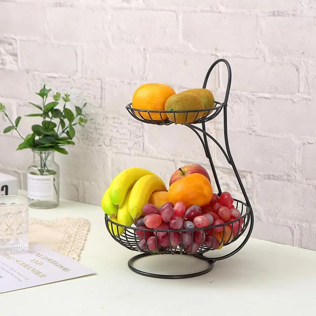 2/3-Tier Decorative Fruit Basket Vegetable Bread Holder  Organizer Wicker basket Foldable crate Picknick basket