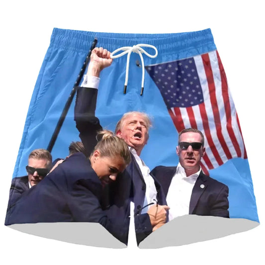 2024 American Flag Donald Trump shorts Trump Election shooting picture Print Return Shorts Boys Beach Pants Small-6XL