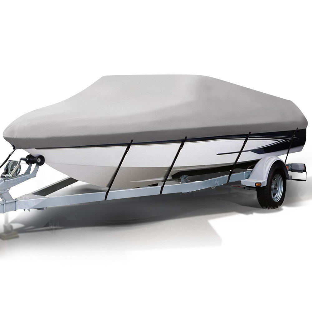White boat cover on a trailer with a white background
