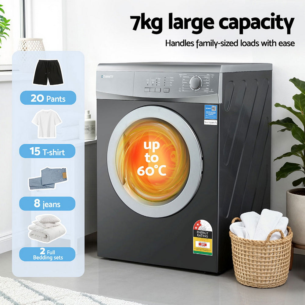 7kg Tumble Dryer Vented 15 Auto Programs - Grey