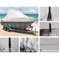 Boat cover with features highlighted on a beach background