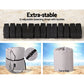 Storage bag with adjustable straps and a carry bag on a beach background
