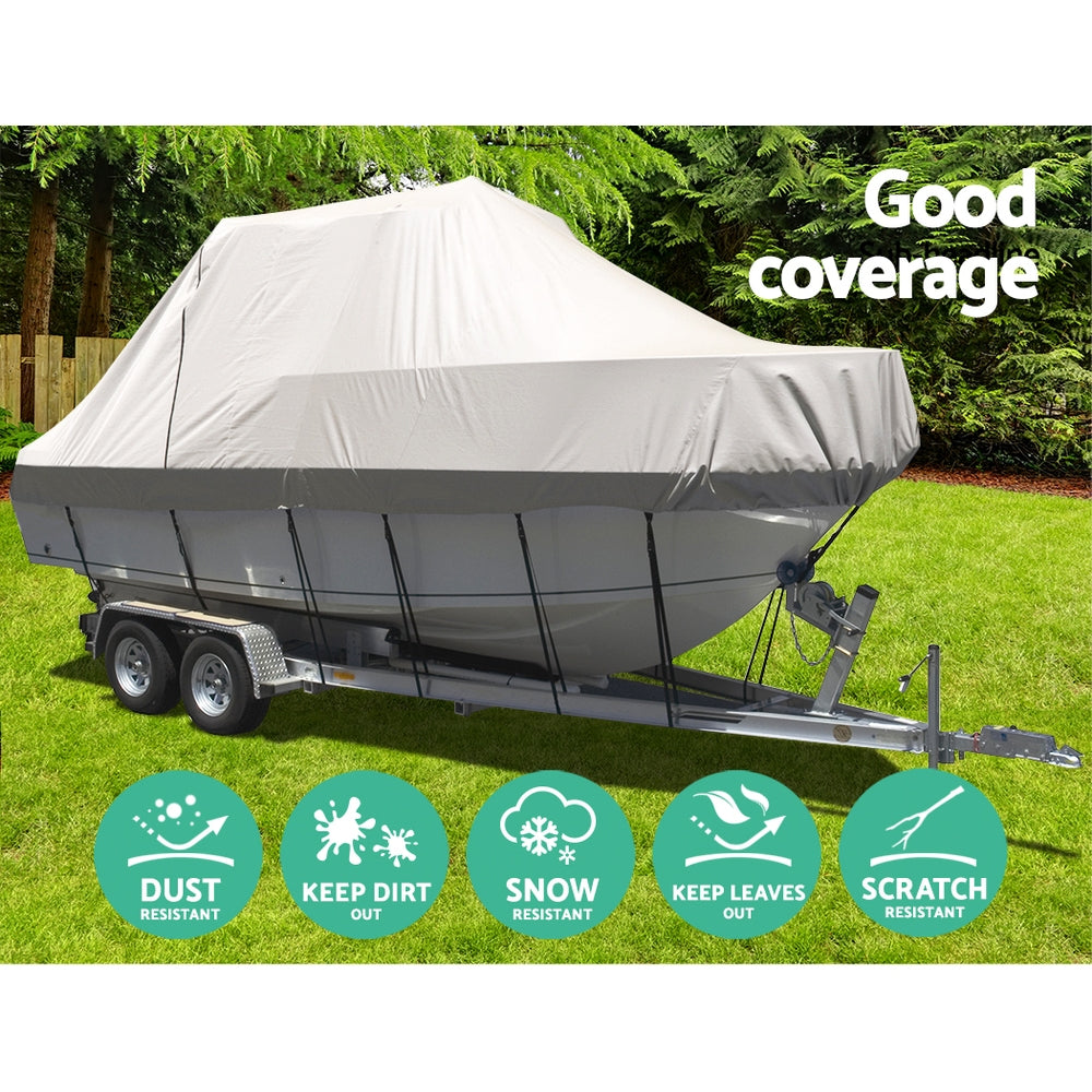 Boat Cover 23-25ft Trailerable Jumbo Marine 600D Heavy Duty Grey
