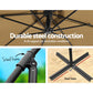 Umbrella with durable steel construction features, including 8-rib support and steel frame and base.
