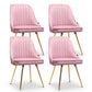 Set of 4 Pink Velvet Channel Tufted Dining Chairs