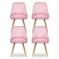 Set of 4 Pink Velvet Channel Tufted Dining Chairs