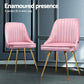 Set of 4 Pink Velvet Channel Tufted Dining Chairs