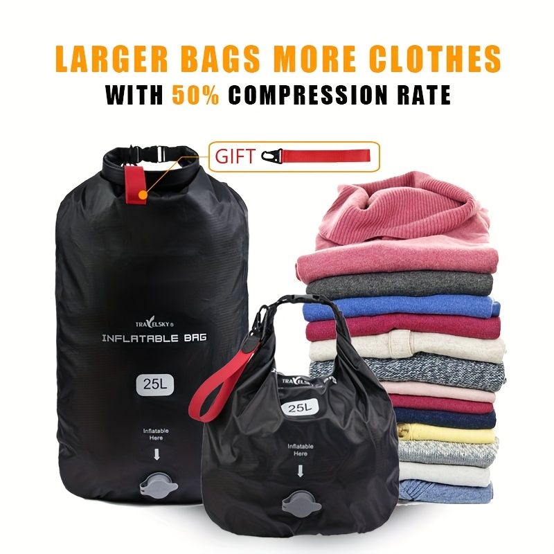 2 Piece 25L Inflatable Waterproof Dry Bag Set – Black