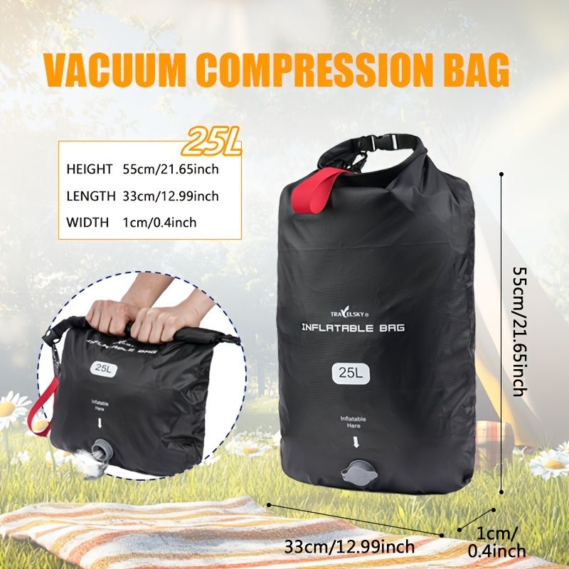 2 Piece 25L Inflatable Waterproof Dry Bag Set – Black