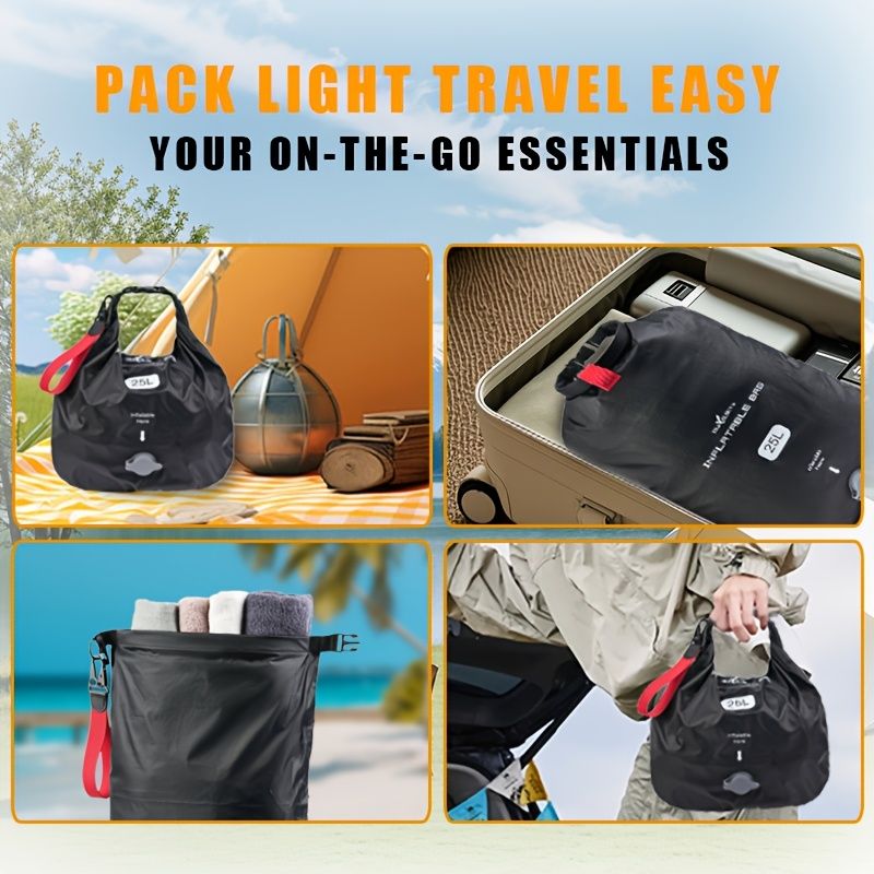 2 Piece 25L Inflatable Waterproof Dry Bag Set – Black