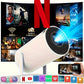 Pro mini portable projector, native 1280 * 720P support 4K / 350ANSI smart projector, with WiFi 6 BT 6.0, Screen adjustment, 180-degree rotation, home video projector with Android 11. 0 operating system built-in
