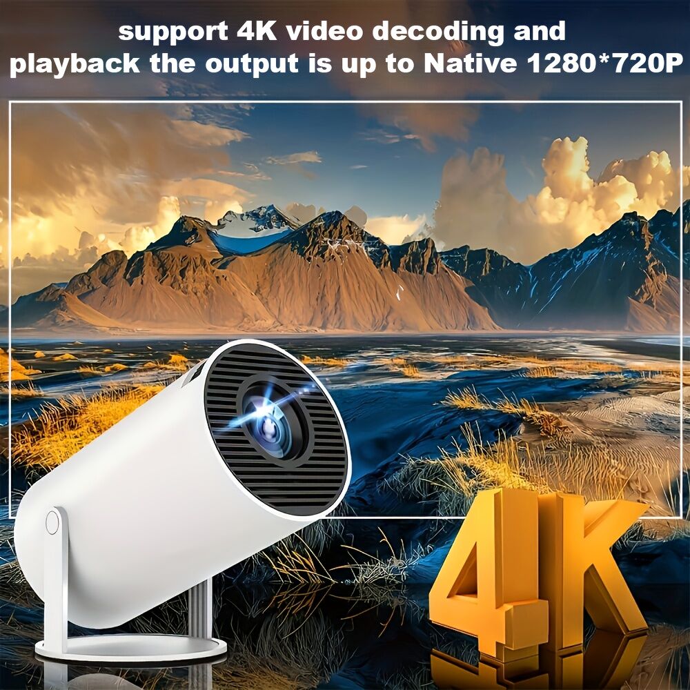 Pro mini portable projector, native 1280 * 720P support 4K / 350ANSI smart projector, with WiFi 6 BT 6.0, Screen adjustment, 180-degree rotation, home video projector with Android 11. 0 operating system built-in