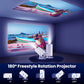 Pro mini portable projector, native 1280 * 720P support 4K / 350ANSI smart projector, with WiFi 6 BT 6.0, Screen adjustment, 180-degree rotation, home video projector with Android 11. 0 operating system built-in