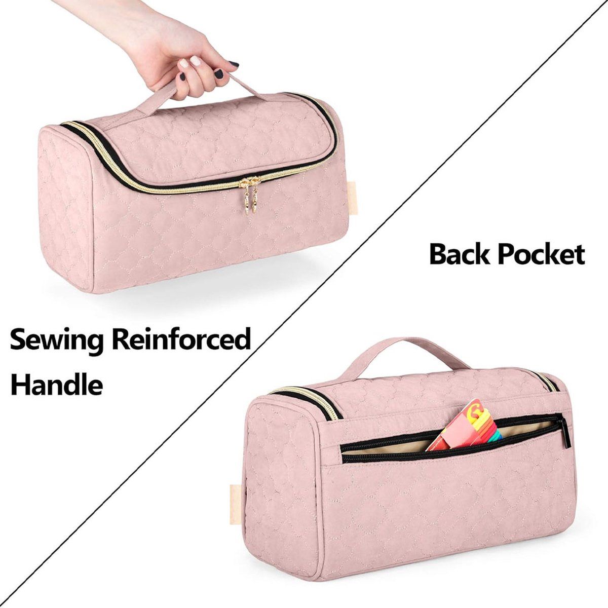 Hair Dryer Travel Case with Straightener Attachment Compartments