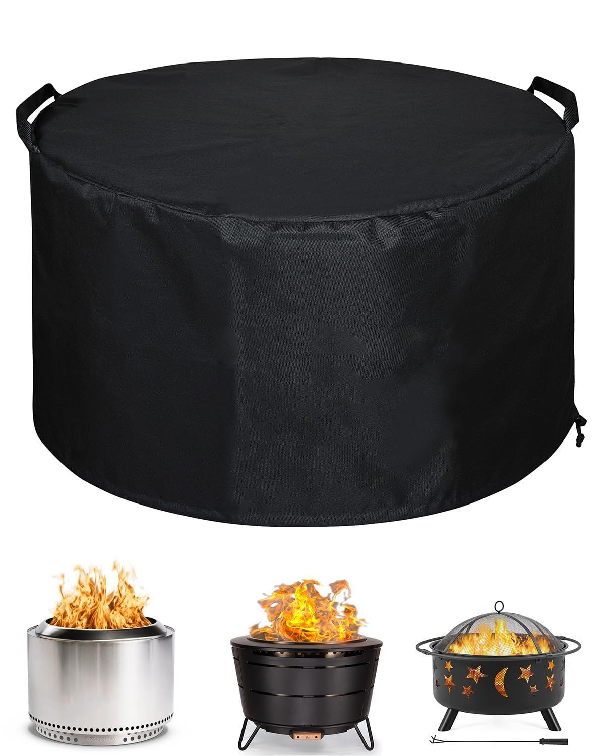 Round Gas Fire Pit Cover 36x20 inch – Waterproof 420D Polyester