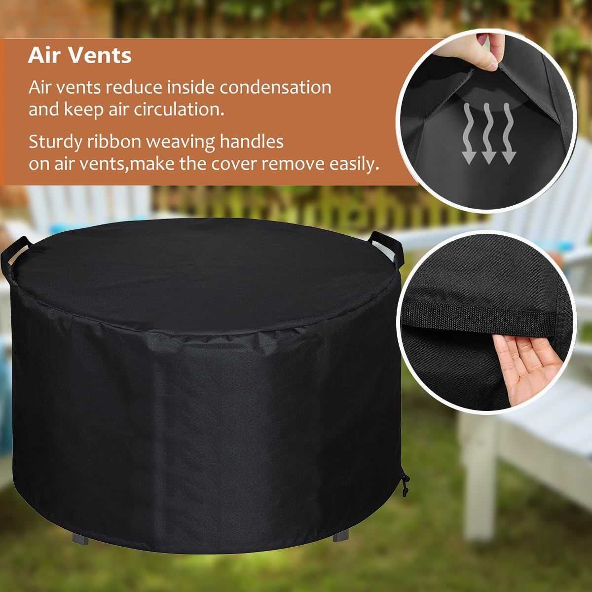 Round Gas Fire Pit Cover 40x22 inch – Waterproof 420D Polyester
