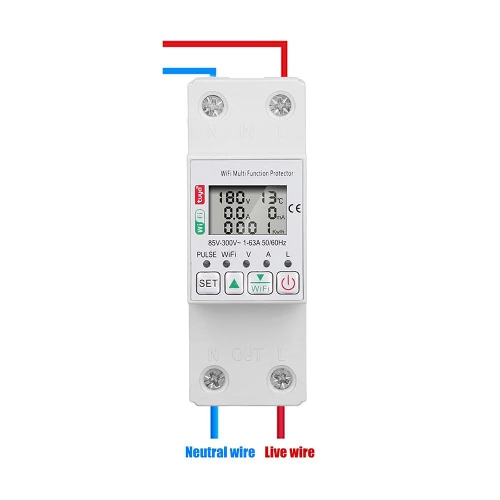 Smart Circuit Breaker with Power Metering – 63A, 2 Pole DIN Rail