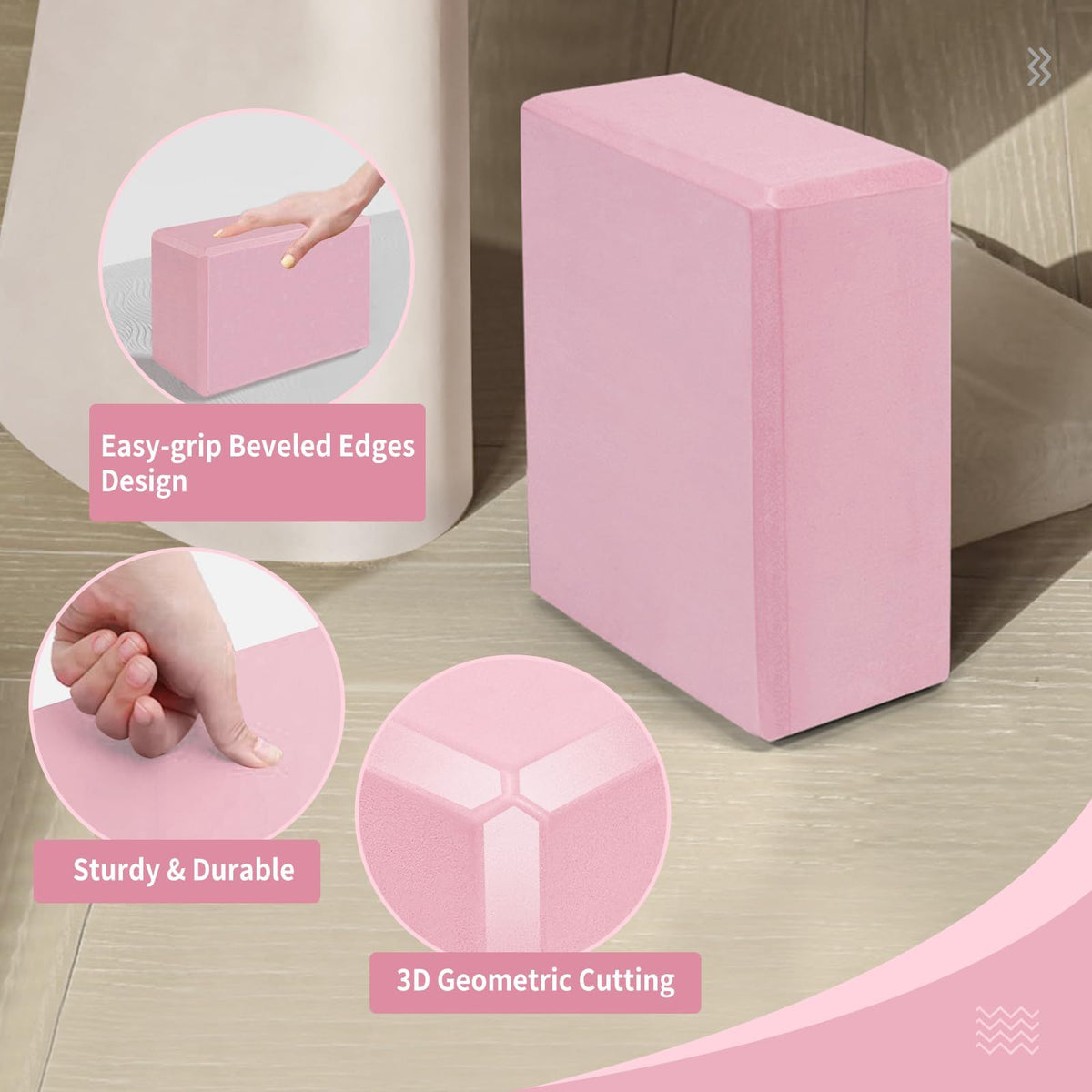 2 Pack High-Density EVA Foam Yoga Blocks – Non-Slip 9x6x3in