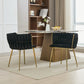 Set of 2 Black Velvet Woven Dining Chairs – Golden Metal Legs