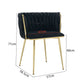 Set of 2 Black Velvet Woven Dining Chairs – Golden Metal Legs