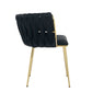 Set of 2 Black Velvet Woven Dining Chairs – Golden Metal Legs
