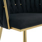 Set of 2 Black Velvet Woven Dining Chairs – Golden Metal Legs