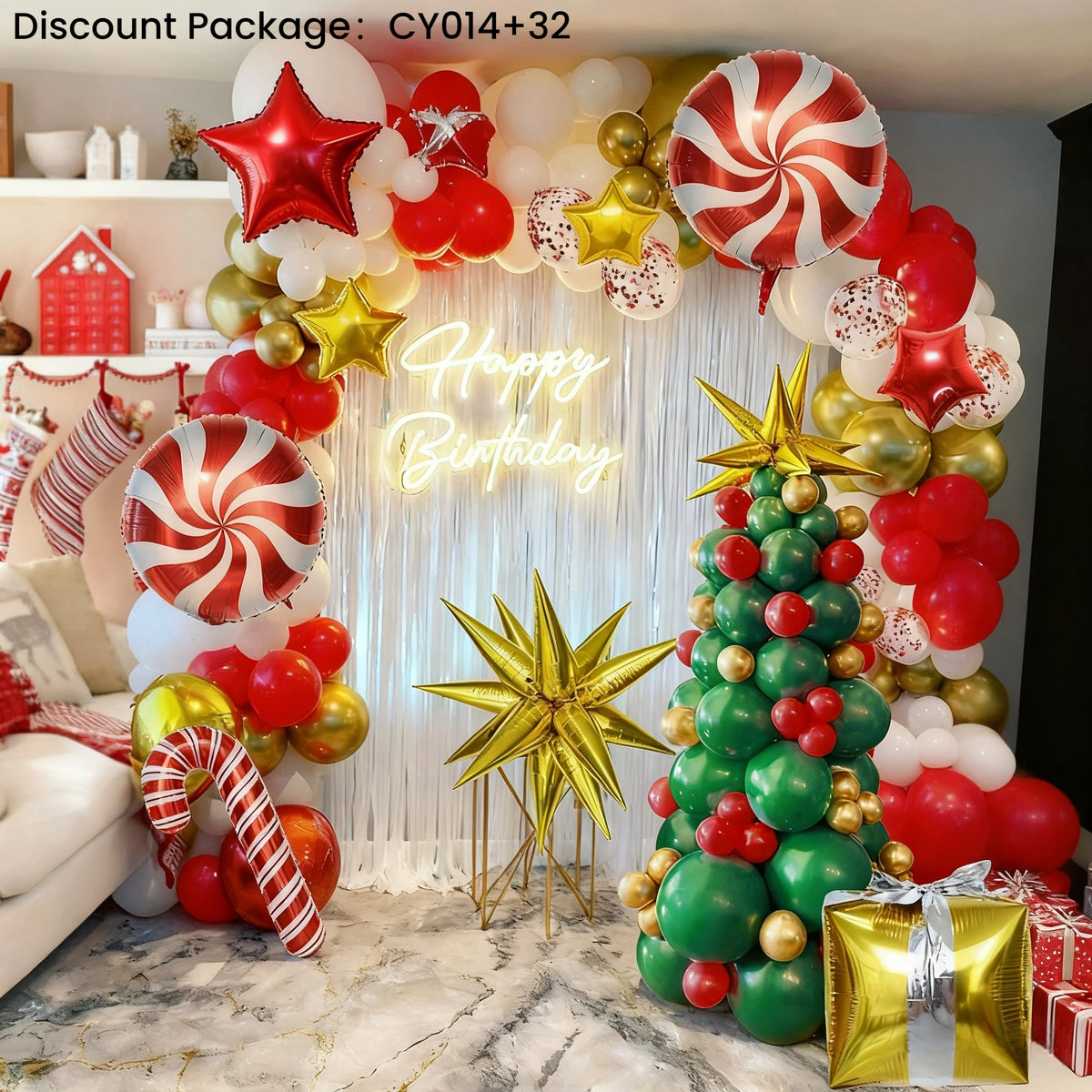 Christmas Balloon Bundle – Arch and Tree Kits, Foil and Latex