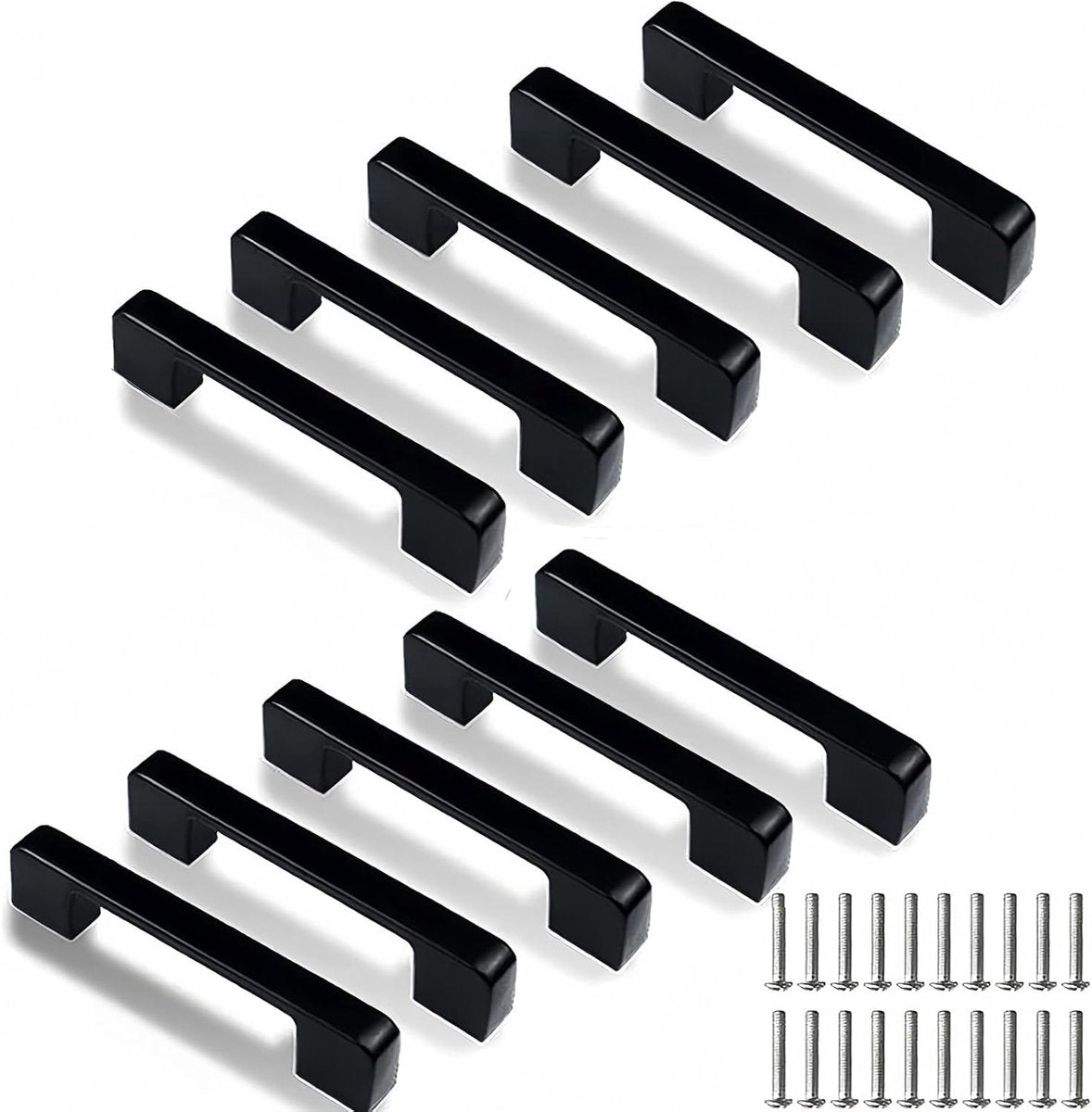 10 Piece Black Kitchen Cabinet Handles – 96mm Hole Spacing