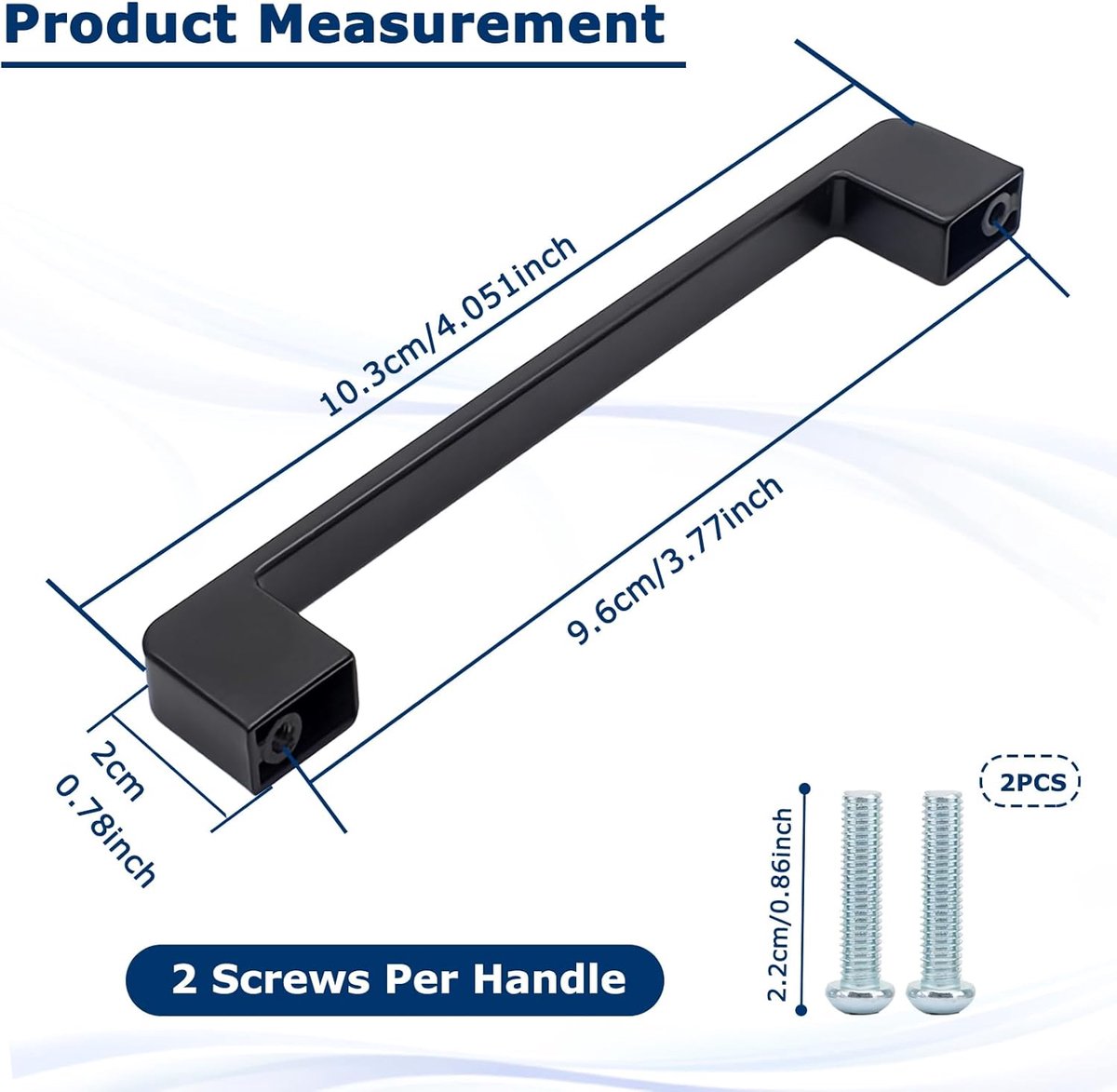 10 Piece Black Kitchen Cabinet Handles – 96mm Hole Spacing