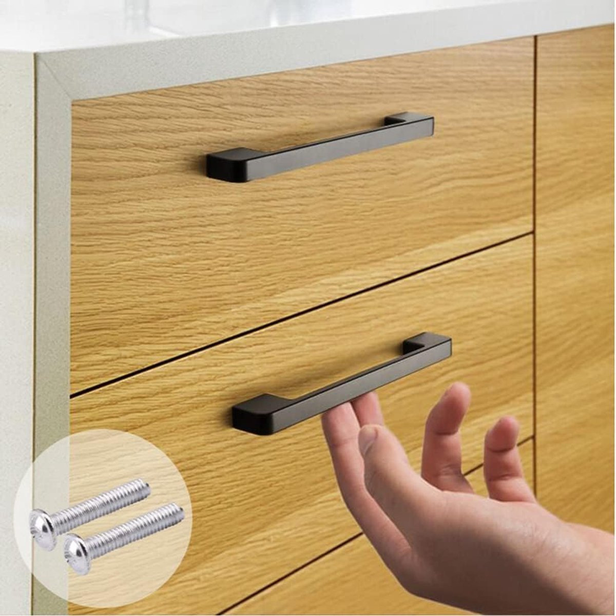 10 Piece Black Kitchen Cabinet Handles – 96mm Hole Spacing