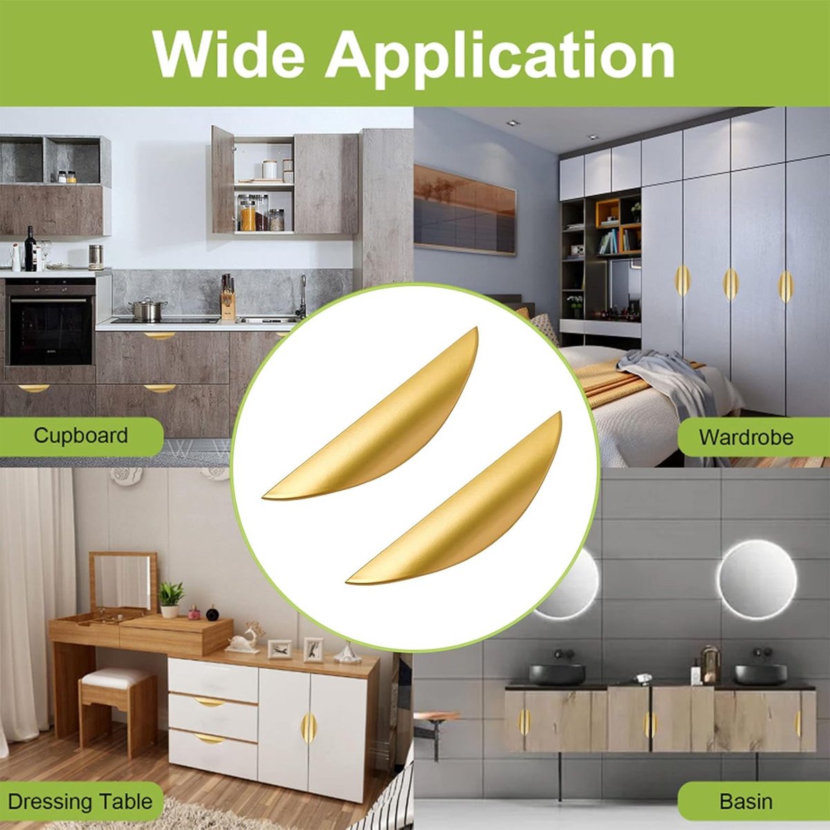 Half-Moon Cabinet Handles – 64mm Hole Spacing
